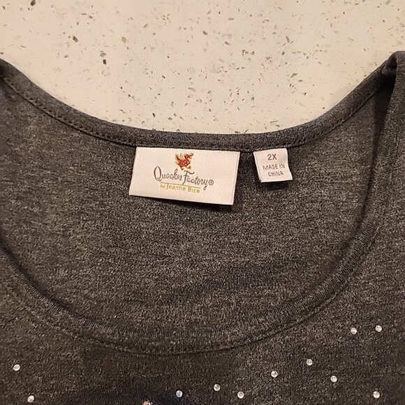 Quacker Factory Top Womens 2X gray cats Christmas presents Holiday Festive - Picture 2 of 6